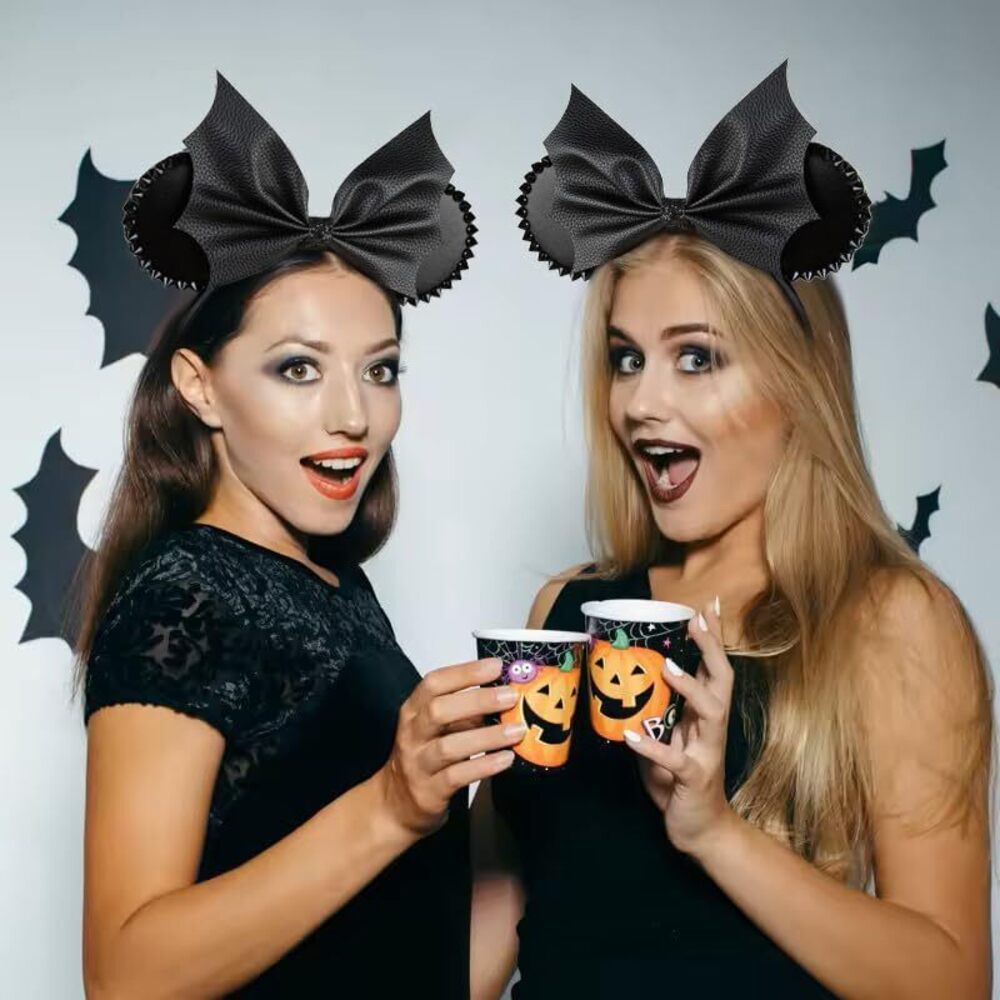 7163 Halloween Mouse Ears Headbands Black Bat Mouse ear Headband Cute Mouse - Picture 7 of 7